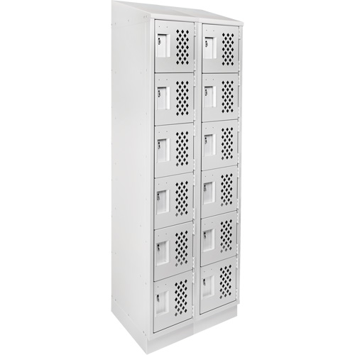 Clean-Line Perforated Lockerette, 6 -tier, Bank of 2, 15" x 72" x 12", Steel Auto-Cam