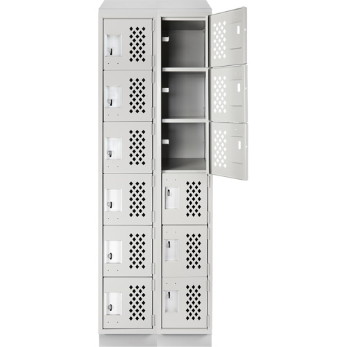 Clean-Line Perforated Lockerette, 6 -tier, Bank of 2, 15" x 72" x 12", Steel Auto-Cam