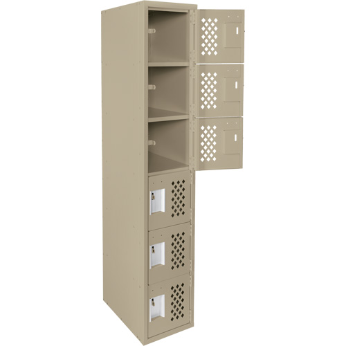 Assembled Lockerettes Clean Line Perforated Economy Lockers, 6 -tier, 18" x 72" x 12", Steel Auto-Cam
