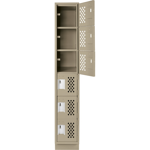 Assembled Lockerettes Clean Line Perforated Economy Lockers, 6 -tier, 18" x 72" x 12", Steel Auto-Cam
