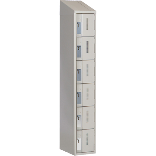 Concorde Heavy-Duty Lockers, 6 -tier, 12" x 18" x 78", Steel, Grey, Welded (Assembled) Auto-Cam