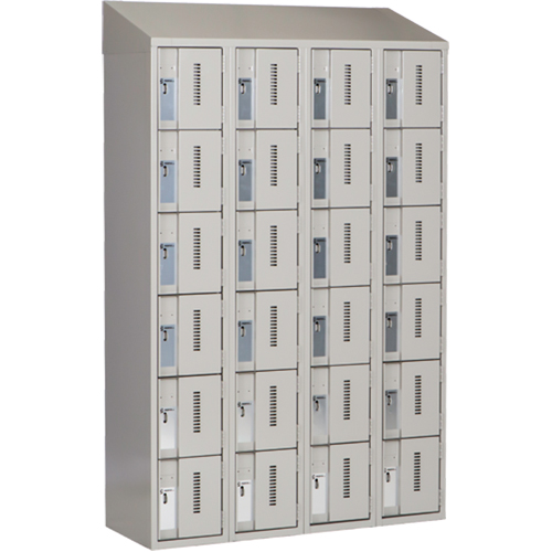 Concorde Heavy-Duty Lockers, 6 -tier, Bank of 4, 48" x 18" x 78", Steel, Grey, Welded (Assembled) Auto-Cam