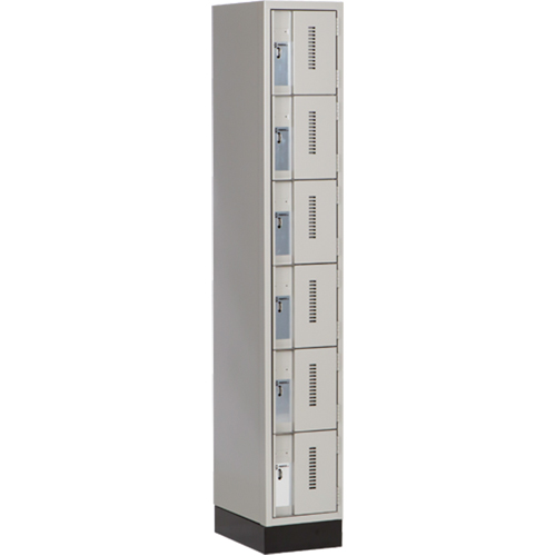 Concorde Heavy-Duty Lockers, 6 -tier, 12" x 18" x 76", Steel, Grey, Welded (Assembled) Auto-Cam