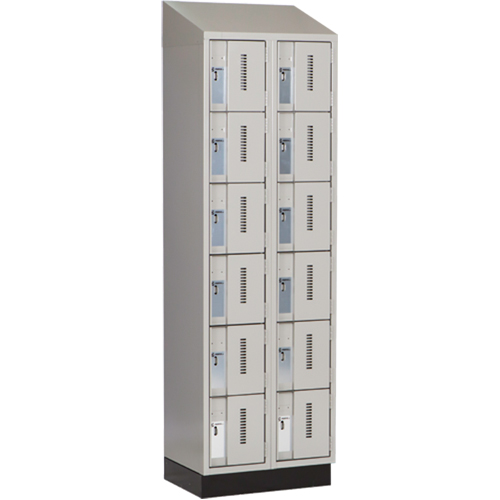Concorde Heavy-Duty Lockers, 6 -tier, Bank of 2, 24" x 18" x 82", Steel, Grey, Welded (Assembled) Auto-Cam