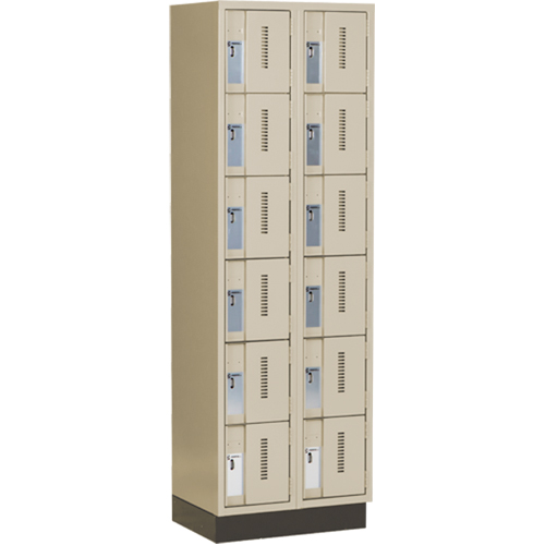 Casiers robustes Concorde, 6 niveaux, Bloc de 2, 24" x 18" x 76", Acier, Beige, Soud&eacute; (assembl&eacute;) Auto-Cam