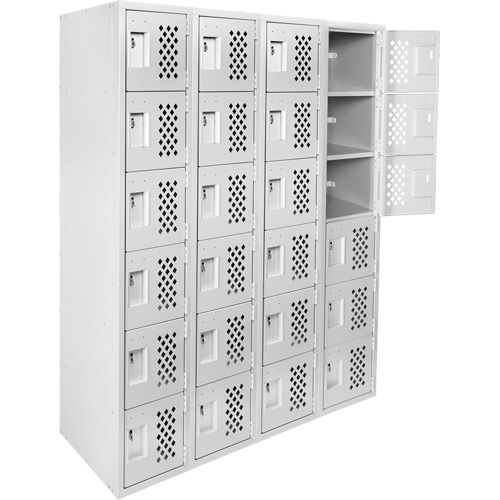 Clean Line Lockerettes, 6 -tier, Bank of 4, 18" x 72" x 12", Steel Auto-Cam