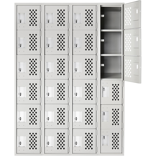 Clean Line Lockerettes, 6 -tier, Bank of 4, 18" x 72" x 12", Steel Auto-Cam