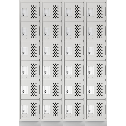 Assembled Clean Line Perforated Economy Lockers, 6 -tier, Bank of 4, 18" x 72" x 12", Steel Auto-Cam