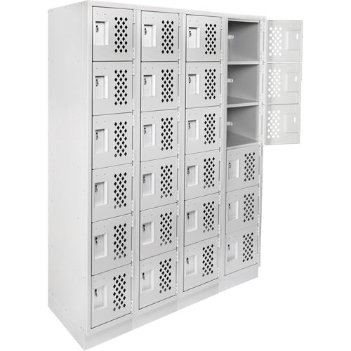 Assembled Clean Line Perforated Economy Lockers, 6 -tier, Bank of 4, 18" x 72" x 12", Steel Auto-Cam
