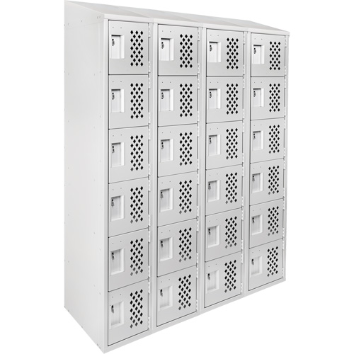 Assembled Clean Line Perforated Economy Lockers, 6 -tier, Bank of 4, 18" x 72" x 12", Steel Auto-Cam
