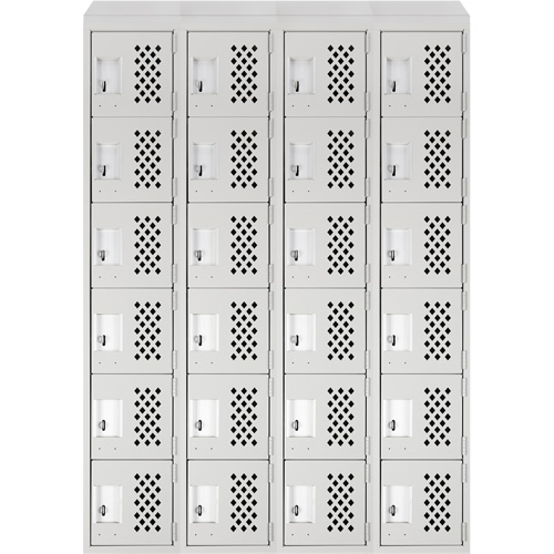 Assembled Clean Line Perforated Economy Lockers, 6 -tier, Bank of 4, 18" x 72" x 12", Steel Auto-Cam