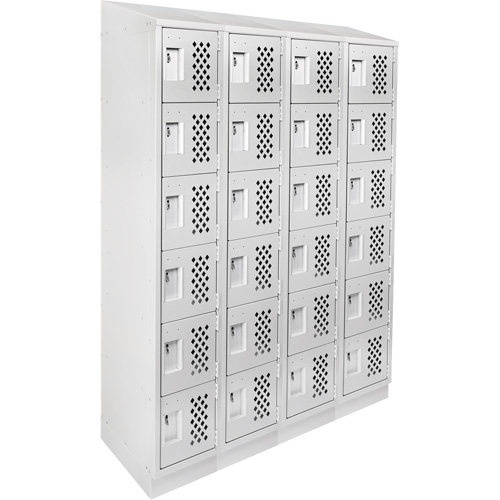 Assembled Clean Line Perforated Economy Lockers, 6 -tier, Bank of 4, 18" x 72" x 12", Steel Auto-Cam