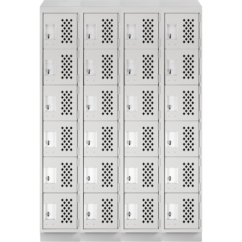 Assembled Clean Line Perforated Economy Lockers, 6 -tier, Bank of 4, 18" x 72" x 12", Steel Auto-Cam