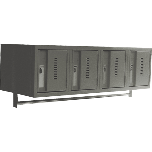 Wall Hung Lockers - Heavy Duty, Bank of 4, 18" x 12" x 12", Steel Auto-Cam