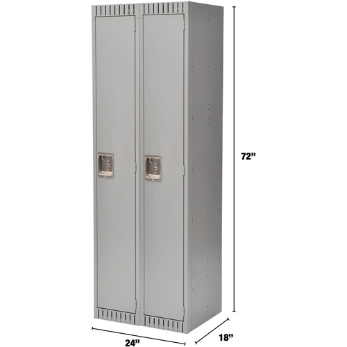 Lockers, Bank of 2, 24" x 18" x 72", Steel, Grey, Rivet (Assembled) Auto-Cam