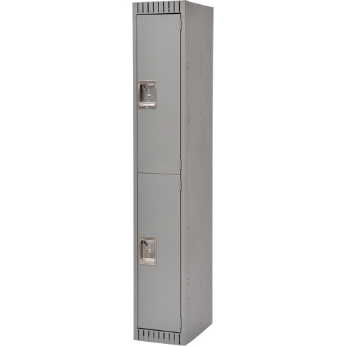 Lockers, 2 -tier, 12" x 18" x 72", Steel, Grey, Rivet (Assembled) Auto-Cam
