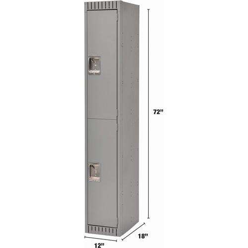 Lockers, 2 -tier, 12" x 18" x 72", Steel, Grey, Rivet (Assembled) Auto-Cam