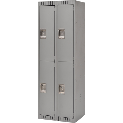 Lockers, 2 -tier, Bank of 2, 24" x 18" x 72", Steel, Grey, Knocked Down Auto-Cam