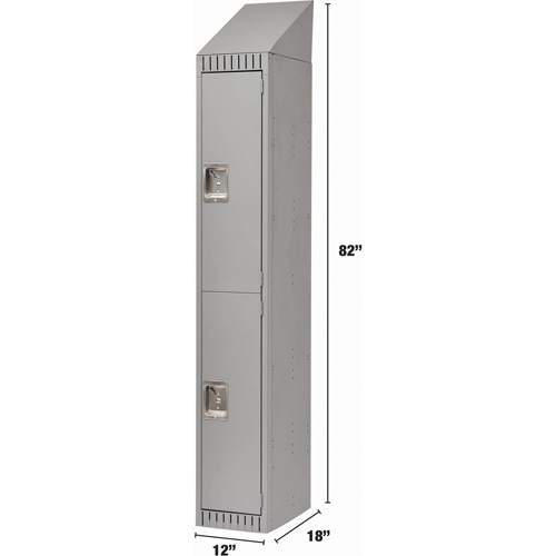 Assembled Lockers, 2 -tier, 12" x 18" x 72", Steel, Grey, Rivet (Assembled) Auto-Cam