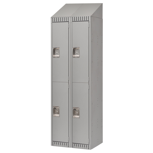 Assembled Lockers, 2 -tier, Bank of 2, 24" x 18" x 72", Steel, Grey, Rivet (Assembled) Auto-Cam