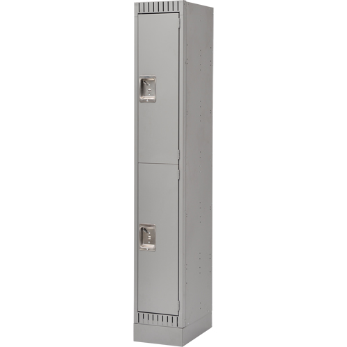 Assembled Lockers, 2 -tier, 12" x 18" x 72", Steel, Grey, Rivet (Assembled) Auto-Cam