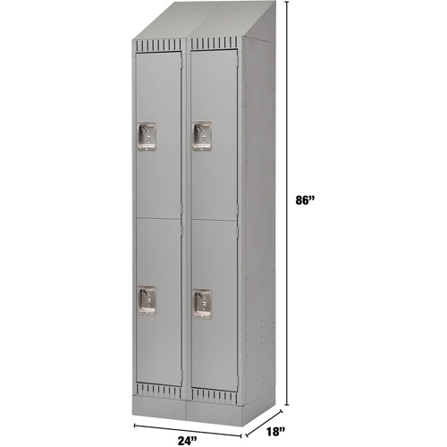 Casiers, 2 niveaux, Bloc de 2, 24" x 18" x 86", Acier, Gris, D&eacute;mont&eacute; Auto-Cam
