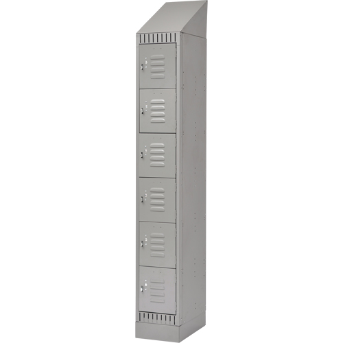 Lockers, 6 -tier, 12" x 18" x 86", Steel, Grey, Knocked Down Auto-Cam