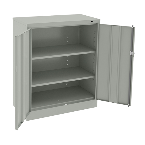 Counter High Cabinet, Steel, 2 Shelves, 42" H x 36" W x 18" D, Light Grey Auto-Cam