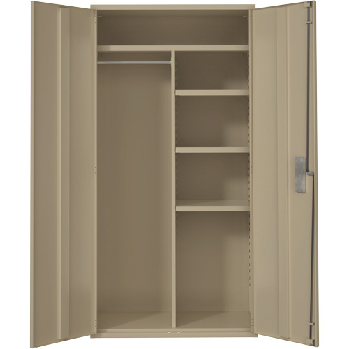 Combination Storage Cabinet, Steel, 6 Shelves, 72" H x 36" W x 18" D, Beige Auto-Cam