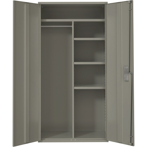 Combination Storage Cabinet, Steel, 6 Shelves, 72" H x 36" W x 18" D, Grey Auto-Cam