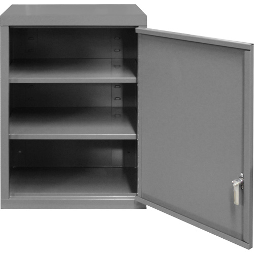 Wall-Mounted Cabinet, 27" H x 13-11/16" W x 18" D, 2 Shelves, Steel, Grey Auto-Cam