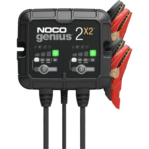 Genius&reg; 2X2 2-Bank, 4-Amp Battery Charger Auto-Cam