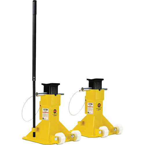 EZ-Wheel Jack Stand, Locking Pin, 22 Tons Capacity, 13-1/2" - 20" H Auto-Cam