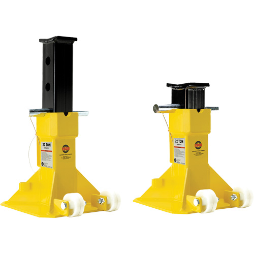 EZ-Wheel Jack Stand, Locking Pin, 22 Tons Capacity, 13-1/2" - 20" H Auto-Cam