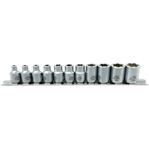 Flat-Cut E-"Star" Socket Set, 11 Pieces, 3/8" Drive Size Auto-Cam