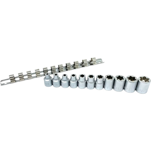 Flat-Cut E-"Star" Socket Set, 11 Pieces, 3/8" Drive Size Auto-Cam