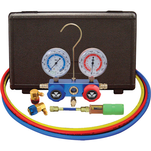 Ensemble de manom&egrave;tre &agrave; collecteur &agrave; deux voies pour l'automobile R134A avec mini injecteur de colorant Auto-Cam