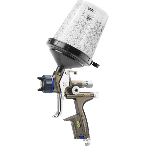 Pistolet de peinture de premi&egrave;re qualit&eacute; pour peinture automobile avec psi num&eacute;rique X5500 RP 1,3 O RPS D, Entr&eacute;e d'air 1/4" NPT, 10,24 pi³/min, Capacit&eacute; 0,6 L/0,9 L, 0,17 psi Auto-Cam