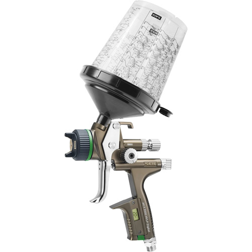 Pistolet de peinture de premi&egrave;re qualit&eacute; pour peinture automobile avec psi num&eacute;rique X5500 HVLP 1,2 I RPS D, Entr&eacute;e d'air 1/4" NPT, 15,19 pi³/min, Capacit&eacute; 0,6 L/0,9 L, 0,17 psi Auto-Cam