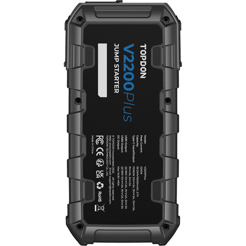 V2200Plus 2-in-1 2200 Peak Amp Jump Starter, Battery & System Tester Auto-Cam