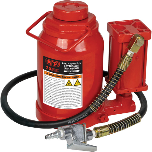 Standard Height Bottle Jack, 30 Ton(s), Air Hydraulic, 19-7/10" Raised Height Auto-Cam