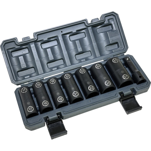 Double-Ended Hex & Twist Socket Set with Case, 8 Pieces, 1/2" Drive Size Auto-Cam