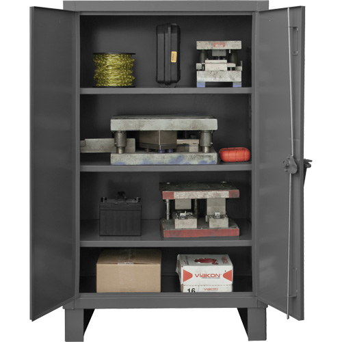 Extra Heavy-Duty Cabinet, Steel, 3 Shelves, 66" H x 60" W x 24" D, Grey Auto-Cam
