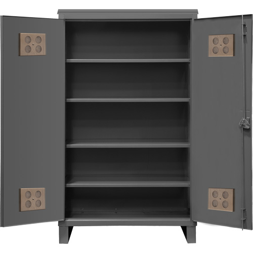 Heavy-Duty Outdoor Cabinet, Steel, 4 Shelves, 78" H x 48" W x 24" D, Grey Auto-Cam