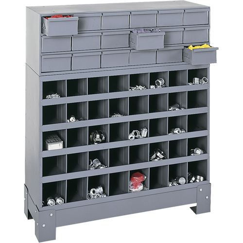 Modular Small Parts Storage Unit, Steel, 18 Drawers, 33-3/4" x 12-1/4" x 40-1/2", Grey Auto-Cam