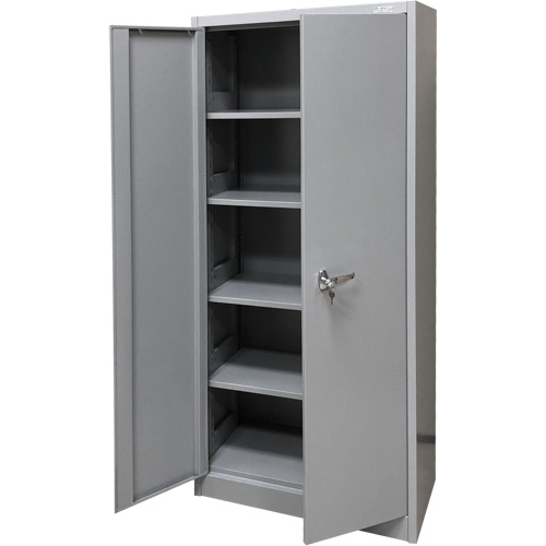 Storage Cabinet, Steel, 4 Shelves, 66" H x 30" W x 15" D, Grey Auto-Cam