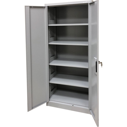 Storage Cabinet, Steel, 4 Shelves, 66" H x 30" W x 15" D, Grey Auto-Cam