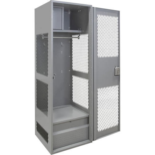 Gear Locker with Door, Steel, 24" W x 24" D x 72" H, Grey Auto-Cam