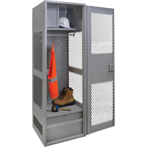 Gear Locker with Door, Steel, 24" W x 24" D x 72" H, Grey Auto-Cam