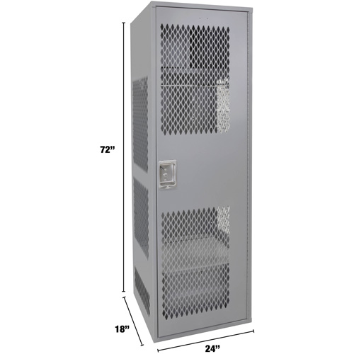 Gear Locker with Door, Steel, 24" W x 18" D x 72" H, Grey Auto-Cam